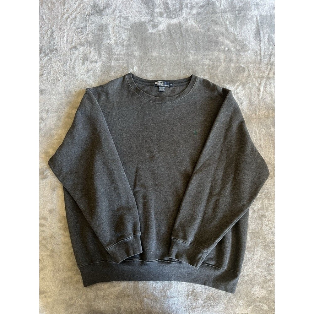 Vintage 80s Polo Ralph Lauren Size XL Grey Sweatshirt Green Pony USA Classic EUC